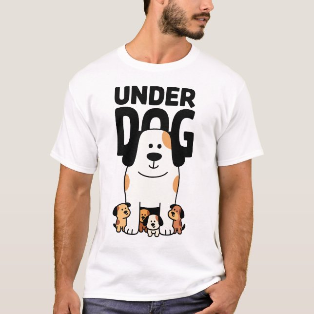 Cute Underdog Puppy Group Cartoon T-Shirt (Vorderseite)