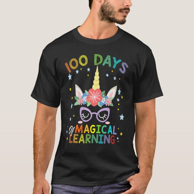Cute Unicorn 100 Days Of Magical Learning 100th Da T-Shirt (Vorderseite)