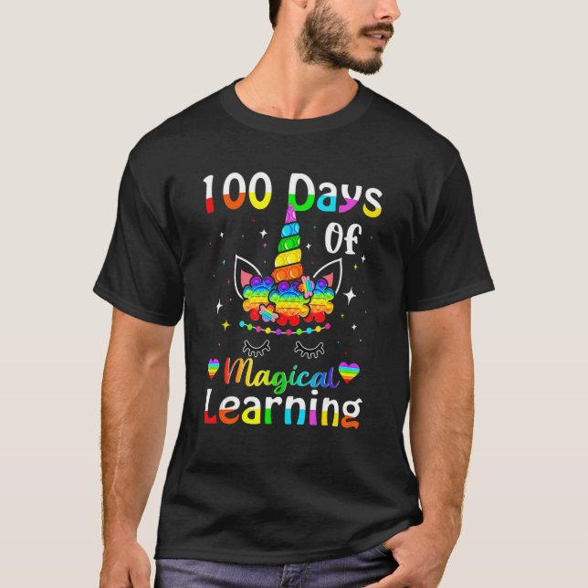 Cute Unicorn 100 Days Of Magical Learning 100th Da T-Shirt (Vorderseite)