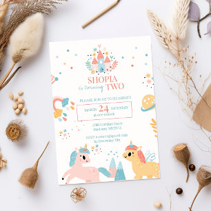 Cute Unicorn 2e Invitation anniversaire