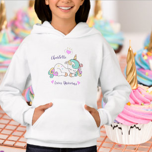 Cute Unicorn, Ajouter un nom, Sweat - shirt à capu