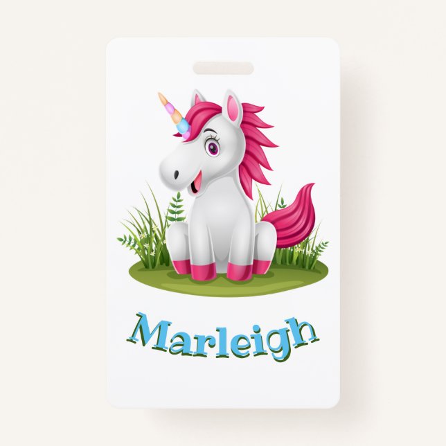 Cute Unicorn Anniversaire Badge Party Favoriser (Devant)