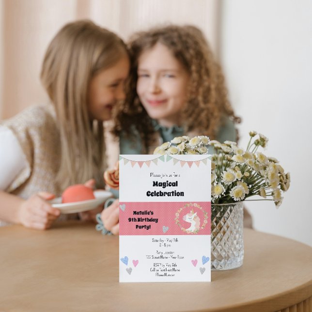 Cute Unicorn Anniversaire Fête Invitation (Créateur téléchargé)