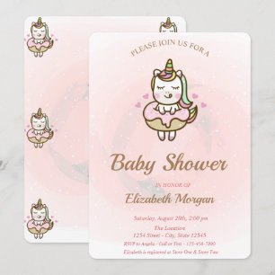 Cute Unicorn, Baby shower de Donut Invitation