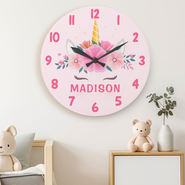 Cute Unicorn Eyelashes Girls Bedroom Wall Horloge (Créateur téléchargé)