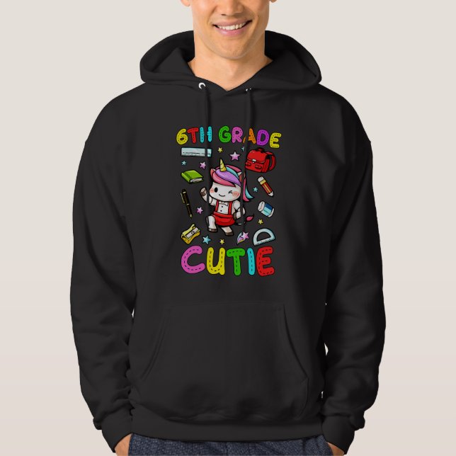 Cute Unicorn Grader First Day of 6th Grade Back to Hoodie (Vorderseite)