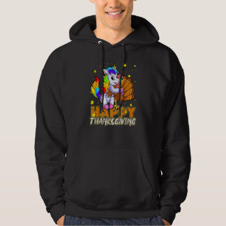 Cute Unicorn Hugs Turkey Happy Thanksgiving Hoodie