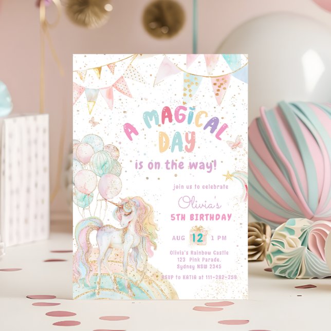 Cute Unicorn Invitation Anniversaire (Créateur téléchargé)