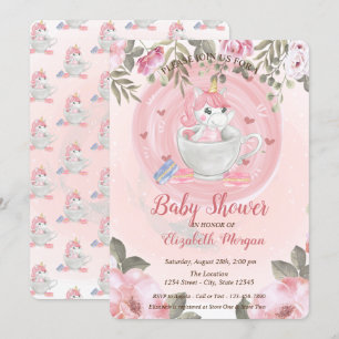 Cute Unicorn, Invitation Baby shower Floral