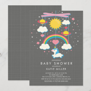 Cute Unicorn Mobile Baby shower Invitation