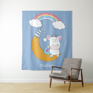 Cute Unicorn nom personnalisé & tapisseries couleu