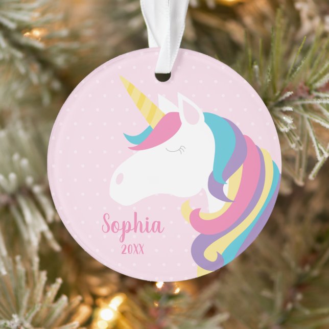 Cute Unicorn Polka Dot Personnalisée Girl (Arbre)