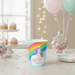 Cute Unicorn Rainbow Birthday Party Paper Cups Pappbecher