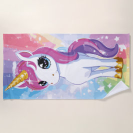 Cute Unicorn Rainbow Fantasy Illustration Strandtuch