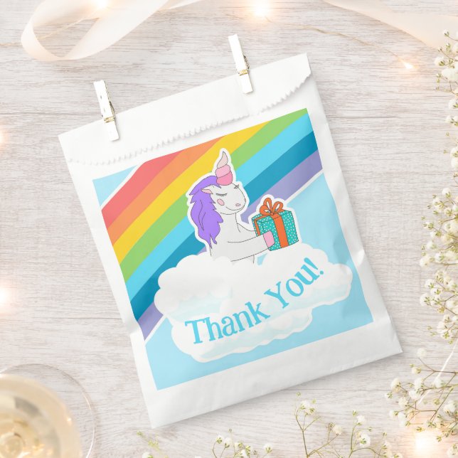 Cute Unicorn Rainbow Thank You  Geschenktütchen (Ausgeschnitten)