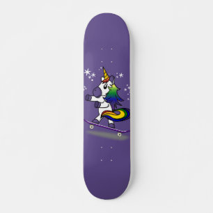 Cute Unicorn Skateboard Arc-en-ciel Carton violet