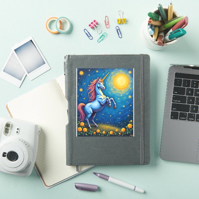 Cute Unicorn Starry Night (4) Aufkleber (iPad Hülle)