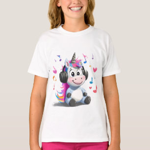 Cute Unicorne avec casque T-shirt
