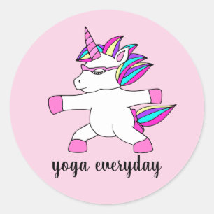 Cute unicorne pratiquant le yoga autocollant