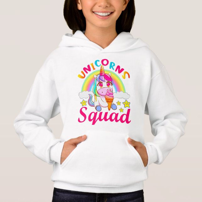 Cute Unicorns Squad Arc-en-ciel Ice crème Girls (Devant)