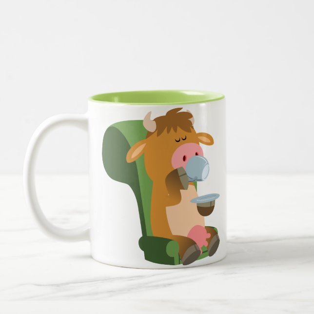 Cute vache caricaturale et une belle Mug de Cuppa (Gauche)