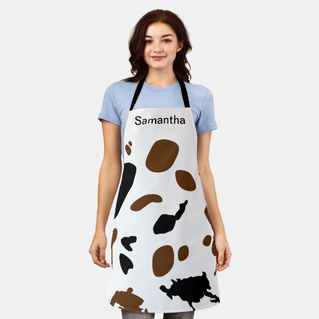 Cute Vache Imprimer noir Tablier personnalisé (Porté)