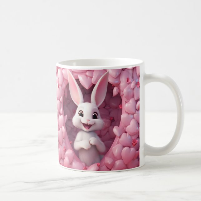 Cute Valentine Bunny Mug  | Valentine's Day Mug (Droite)
