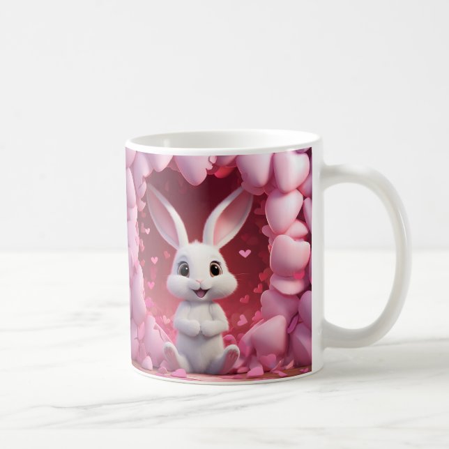 Cute Valentine Bunny Mug | Valentine's Day Mug Kaffeetasse (Rechts)