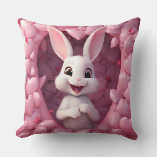 Cute Valentine Bunny Throw Pillow Kissen