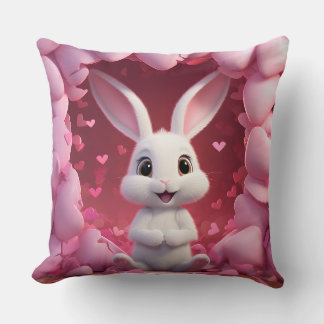 Cute Valentine Bunny Throw Pillow  Kissen