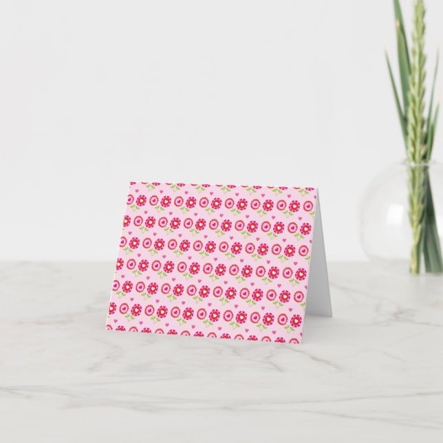 Cute Valentine Coeur Fleur Motif Rose Rouge (Devant)