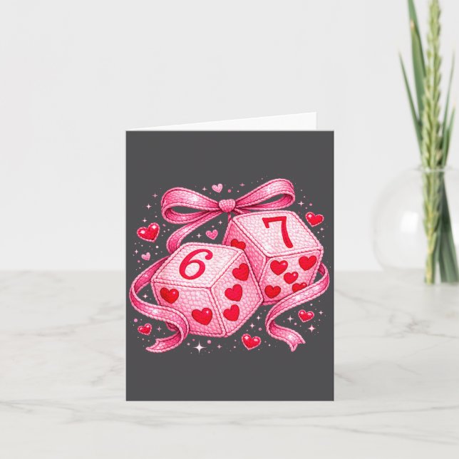 Cute Valentine Dice 6 7 Plush Hearts Nk Aesthetic  Karte (Vorderseite)