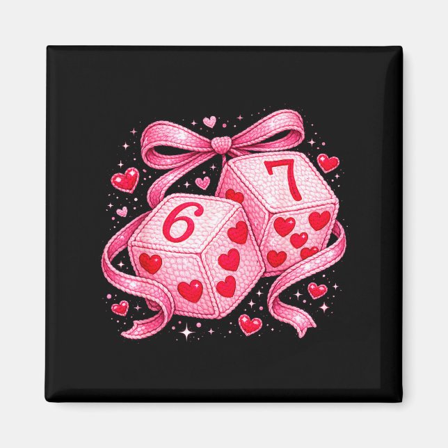 Cute Valentine Dice 6 7 Plush Hearts Nk Aesthetic  Magnet (Vorne)