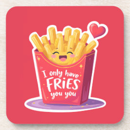 Cute Valentine French Fries Pun Getränkeuntersetzer