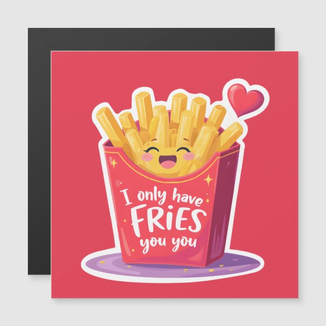 Cute Valentine French Fries Pun Magnetkarte (Vorne/Hinten)