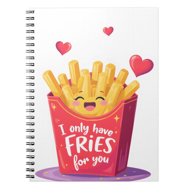Cute Valentine French Fries Pun Notizblock (Vorderseite)