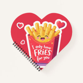 Cute Valentine French Fries Pun Notizbuch