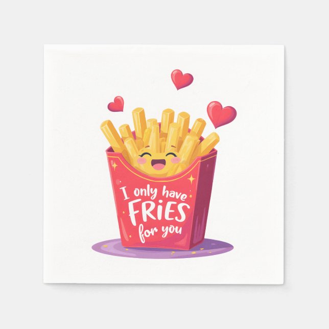 Cute Valentine French Fries Pun Serviette (Vorderseite)