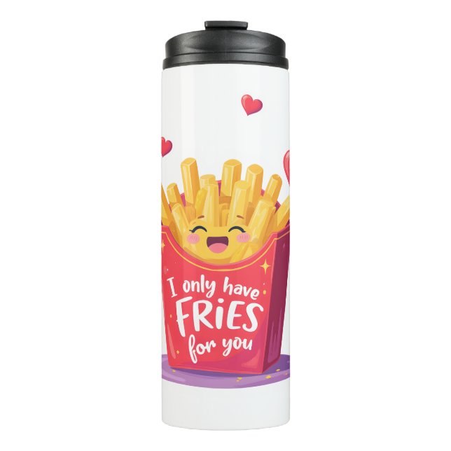 Cute Valentine French Fries Pun Thermosbecher (Vorderseite)