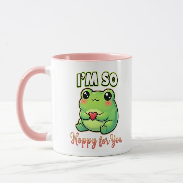 Cute Valentine Frog – I’m So Hoppy for You Tasse (Links)