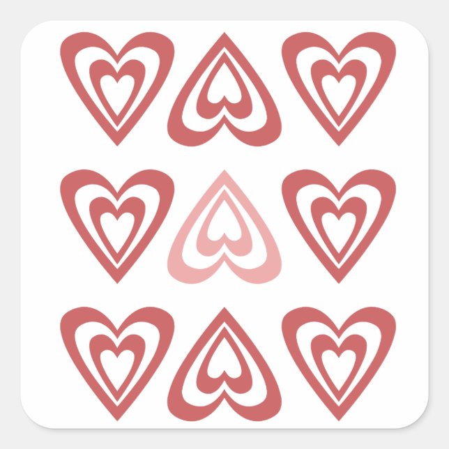 Cute Valentine Hearts – Love & Romance Design Quadratischer Aufkleber (Vorderseite)
