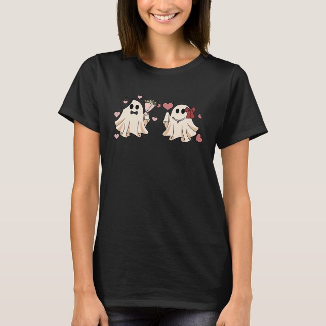 Cute Valentine Love Ghost  1 T-Shirt (Vorderseite)