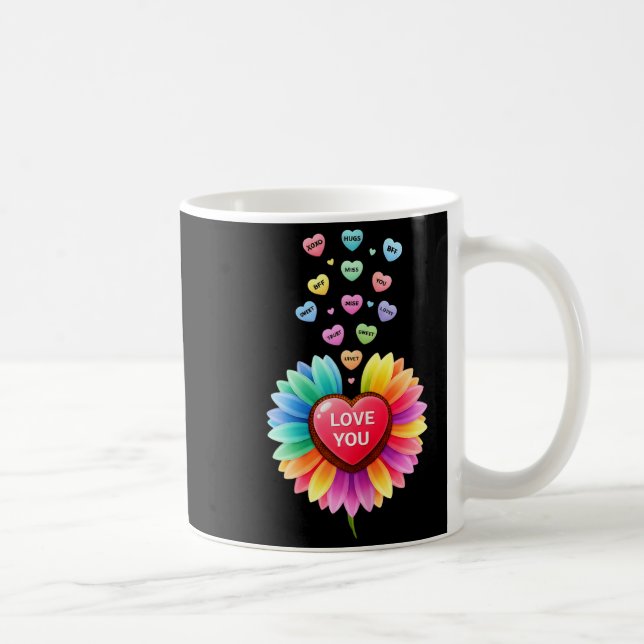 Cute Valentine Love Sunflower Hearts Candy For Gir Kaffeetasse (Rechts)
