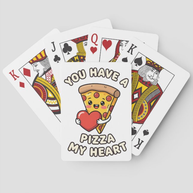 Cute Valentine Pizza Slice – Fun Romantic Gift for Spielkarten (Rückseite)