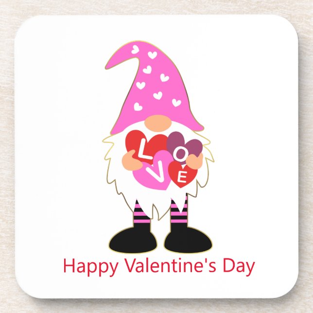 Cute Valentine’s Gnome dessous de verre en plastiq (Devant)