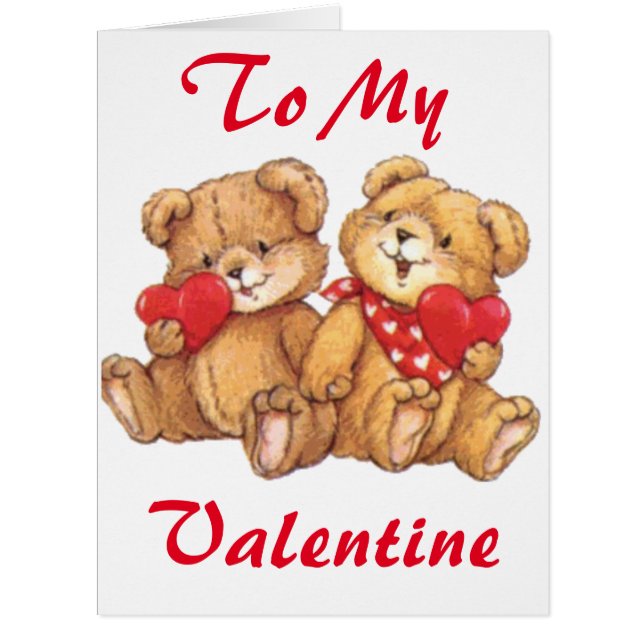 Cute Valentine Teddy Bear Couple Big Grey Card (Devant)