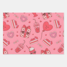 Cute Valentine Treats Wrapping Paper – Pink Hearts