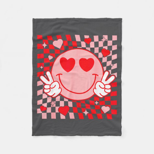 Cute Valentine Vibes Groovy Valentine Day Men Wome Fleecedecke (Vorderseite)