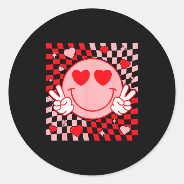 Cute Valentine Vibes Groovy Valentine Day Men Wome Runder Aufkleber (Vorderseite)