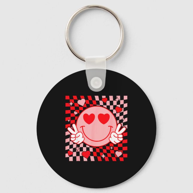 Cute Valentine Vibes Groovy Valentine Day Men Wome Schlüsselanhänger (Vorderseite)